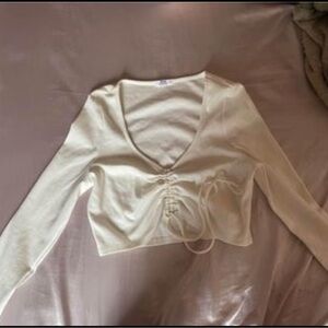 Women's White and Green Crop-top size XL